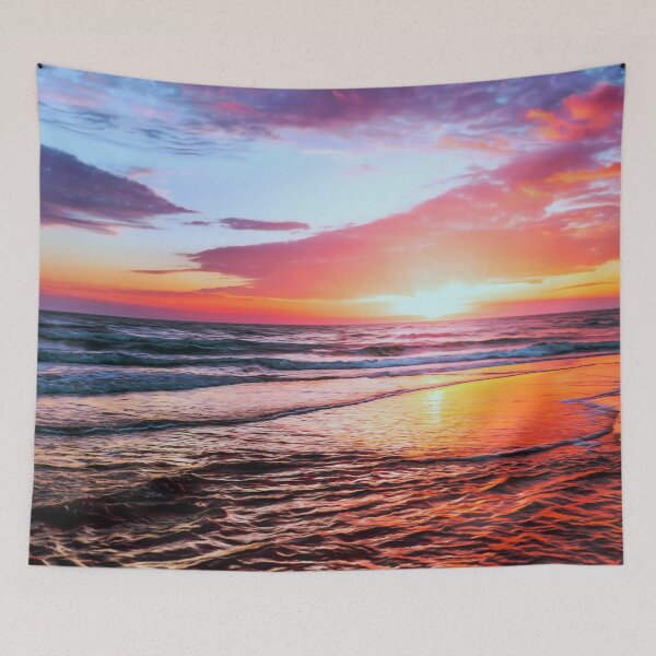 Item preview, Stunning Sunset, bright colors, blues, purples, pinks and oranges over smooth calm waves. Beautiful colorful sunset at the beach with a smoothing filter effect.  designed and sold by Orianah.