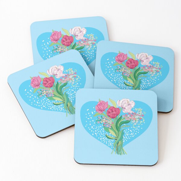 Item preview, Spring flowers and tulips in blue heart shape designed and sold by IngaDesign.