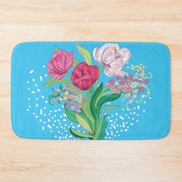 Item preview, Spring flowers and tulips in blue heart shape designed and sold by IngaDesign.