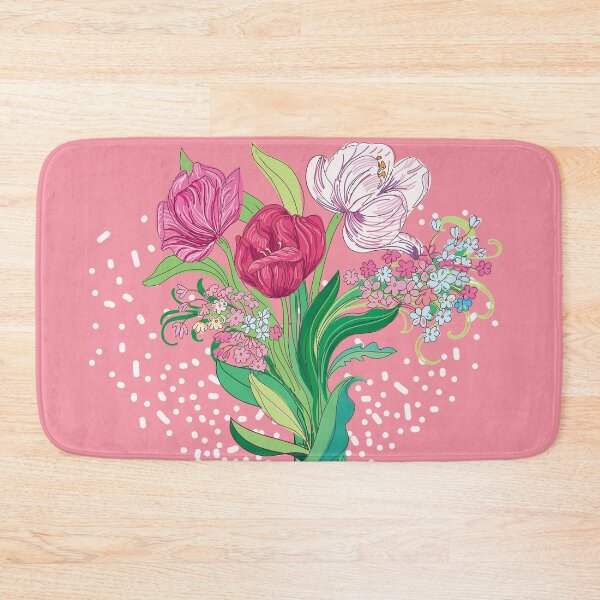 Item preview, Spring flowers and tulips in blush pink heart shape designed and sold by IngaDesign.