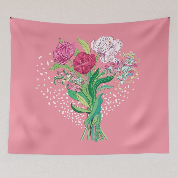 Item preview, Spring flowers and tulips in blush pink heart shape designed and sold by IngaDesign.