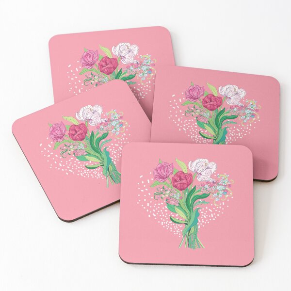 Item preview, Spring flowers and tulips in blush pink heart shape designed and sold by IngaDesign.