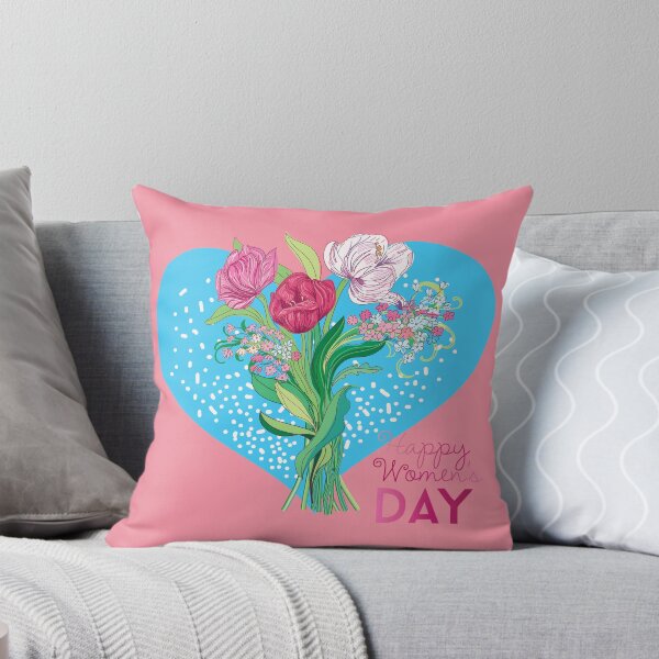 Item preview, Happy Women's Day in blue heart shape and flowers designed and sold by IngaDesign.