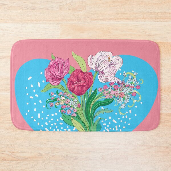 Item preview, Happy Women's Day in blue heart shape and flowers designed and sold by IngaDesign.