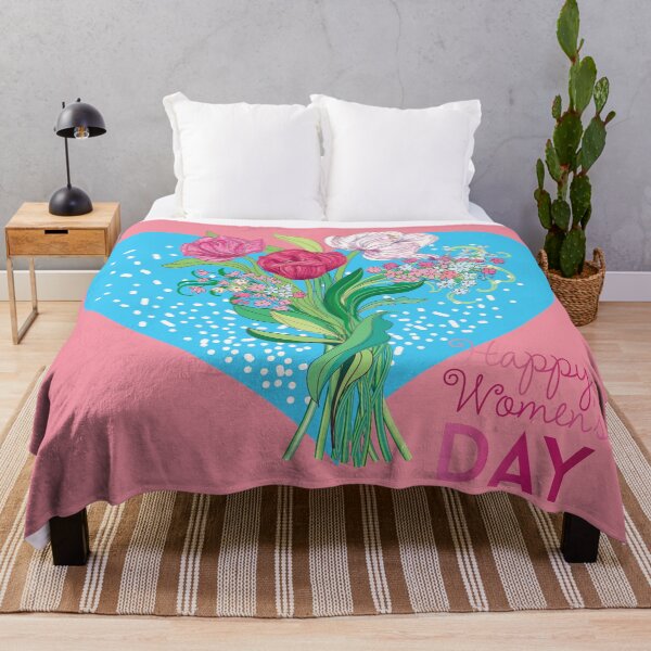 Item preview, Happy Women's Day in blue heart shape and flowers designed and sold by IngaDesign.