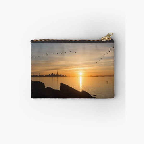 Item preview, Splendid Sunrise with Birds - Toronto Skyline with Free Flying Cormorants designed and sold by Georgia Mizuleva.