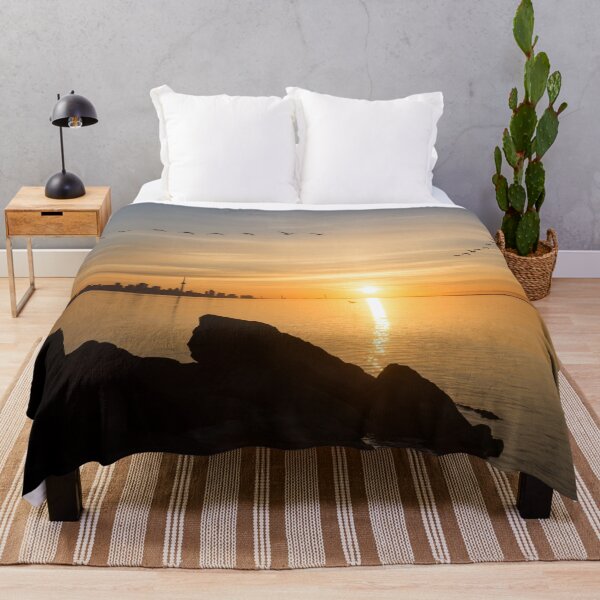 Item preview, Splendid Sunrise with Birds - Toronto Skyline with Free Flying Cormorants designed and sold by Georgia Mizuleva.