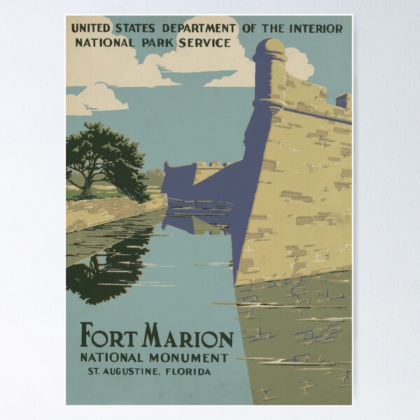 Item preview, Fort Marion National monument Vintage Travel Poster Florida Vintage Travel Art designed and sold by cutesy.