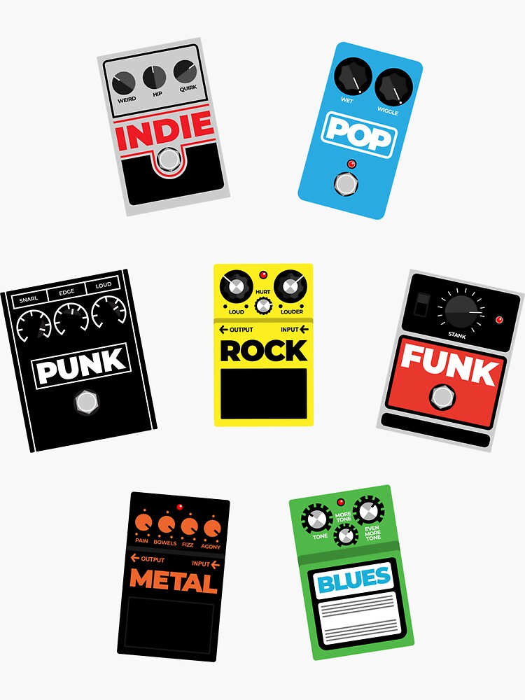 "Guitar Pedals Music Genres Pack" Sticker for Sale by rquaresma Redbubble