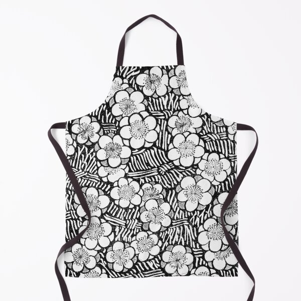 Item preview, plum blossom japanese floral flower pattern black and white plant artwork designed and sold by cybermum.