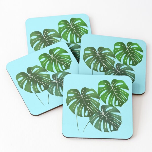 Item preview, Monstera leaves on blue designed and sold by Juliana  Costa.