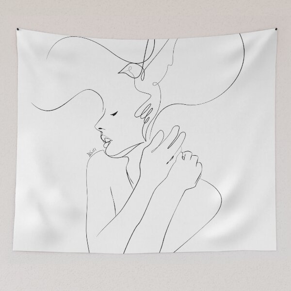 Item preview, One line abstract hummingbird lady designed and sold by Digipaintings.