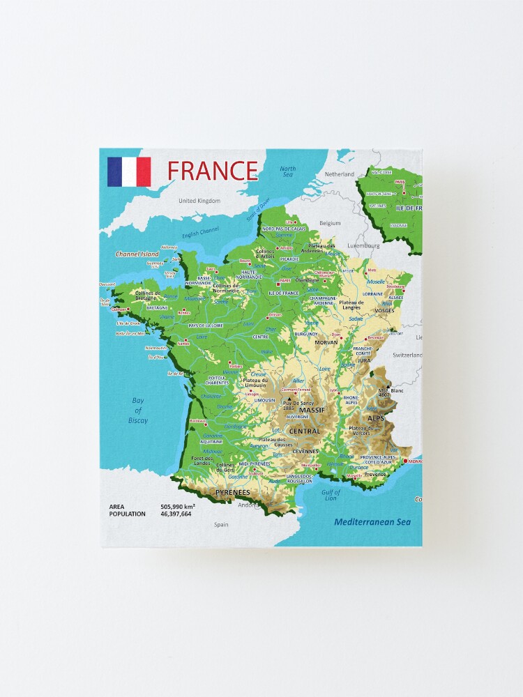 Mountains In France Map France Map With Rivers, Lakes And Mountains" Mounted Print By Alijun |  Redbubble