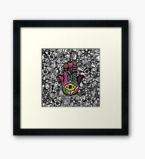 Colorful Hand Drawn Hamsa Hand an Floral Drawings Framed Print