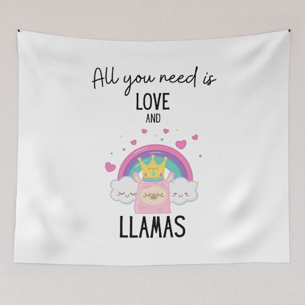 Item preview, All you need is love and llamas (rainbow & crown) designed and sold by Quineveer Alice.