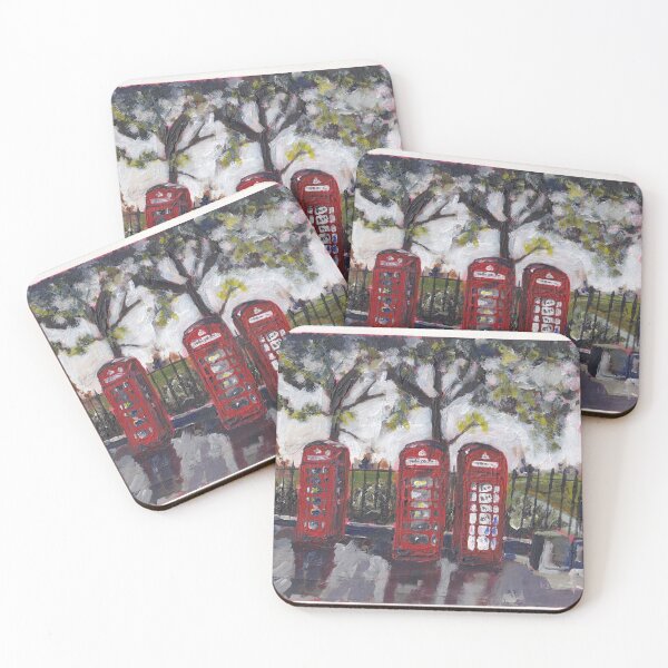 Item preview, London Red Phone Boxes Acrylic Painting designed and sold by tobyurbansketch.