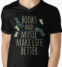 books and music make life better #1 Men's V-Neck T-Shirt