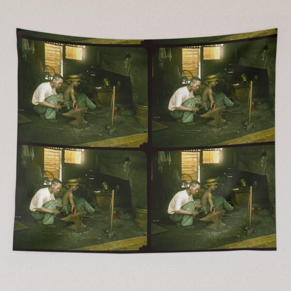 Item preview, Blacksmith at work in old japan before WW1.Real vintage old photo for japanese daily life .  designed and sold by thebaronart.