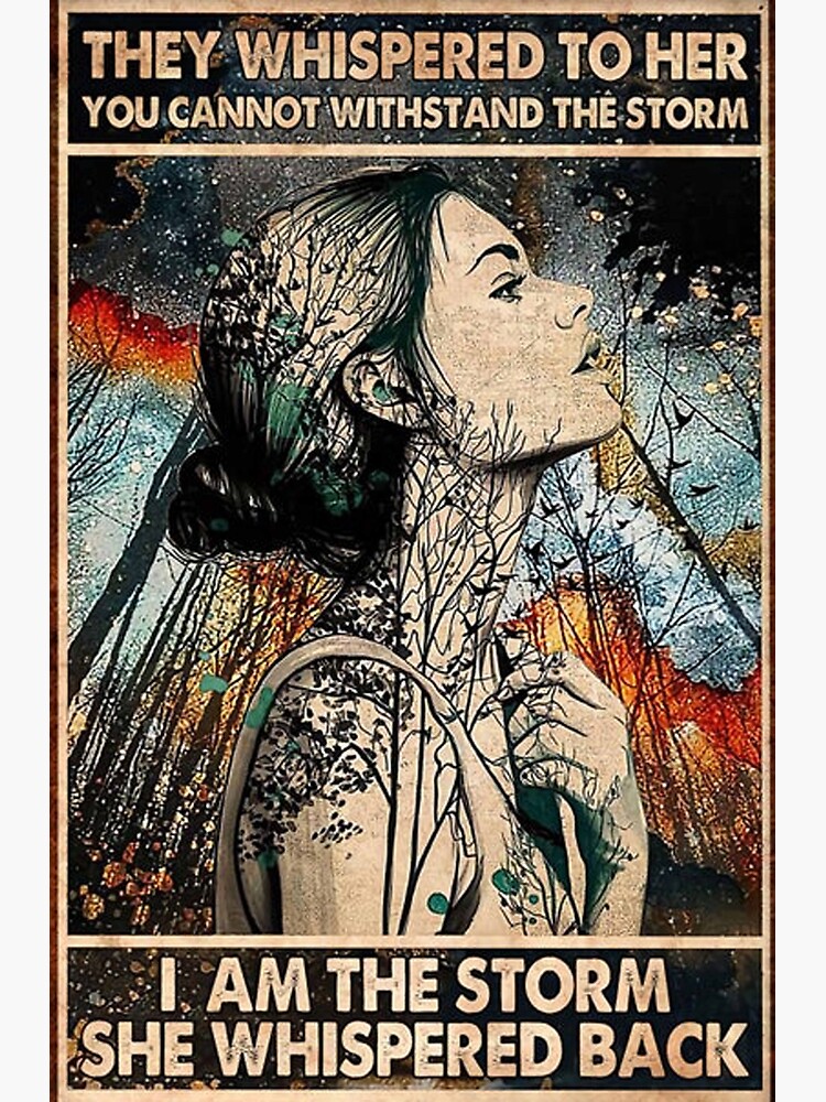 Der Teufel Flüsterte Du Kannst Dem Sturm Nicht Standhalten "Hippie-Mädchen, das sie zu ihr geflüstert haben Du kannst dem Sturm