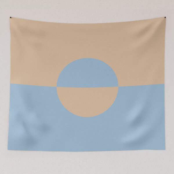 Aperçu de l'œuvre Cercle minimal bleu pastel et pêche Design 2 2021 Couleur de l'année Harmonie de la Terre et orange ensoleillé créée et vendue par ColorOfTheYears.