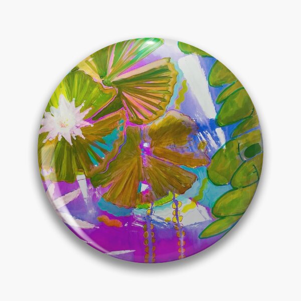 Item preview, Luminous vibrant stunning dynamic watercolor mixed media waterlilies original purple designed and sold by Kimberly Stein Studio.