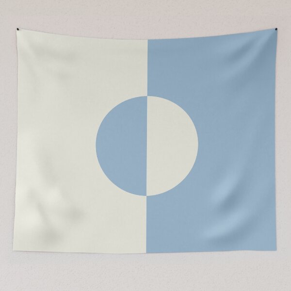 Aperçu de l'œuvre Design de cercle minimal bleu pastel et blanc cassé 2021 Couleur de l'année Harmonie de la Terre et crème éclaircie créée et vendue par ColorOfTheYears.