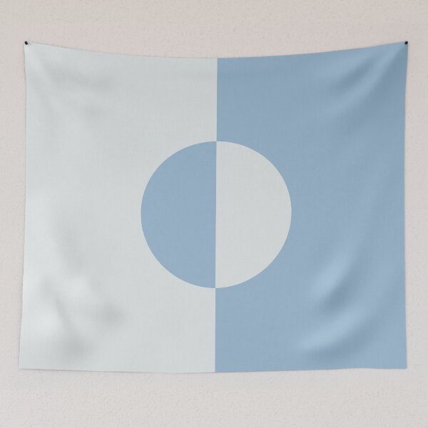 Aperçu de l'œuvre Conception de cercle minimal bleu pastel et blanc 2021 Couleur de l'année Harmonie de la Terre et brise rafraîchissante créée et vendue par ColorOfTheYears.