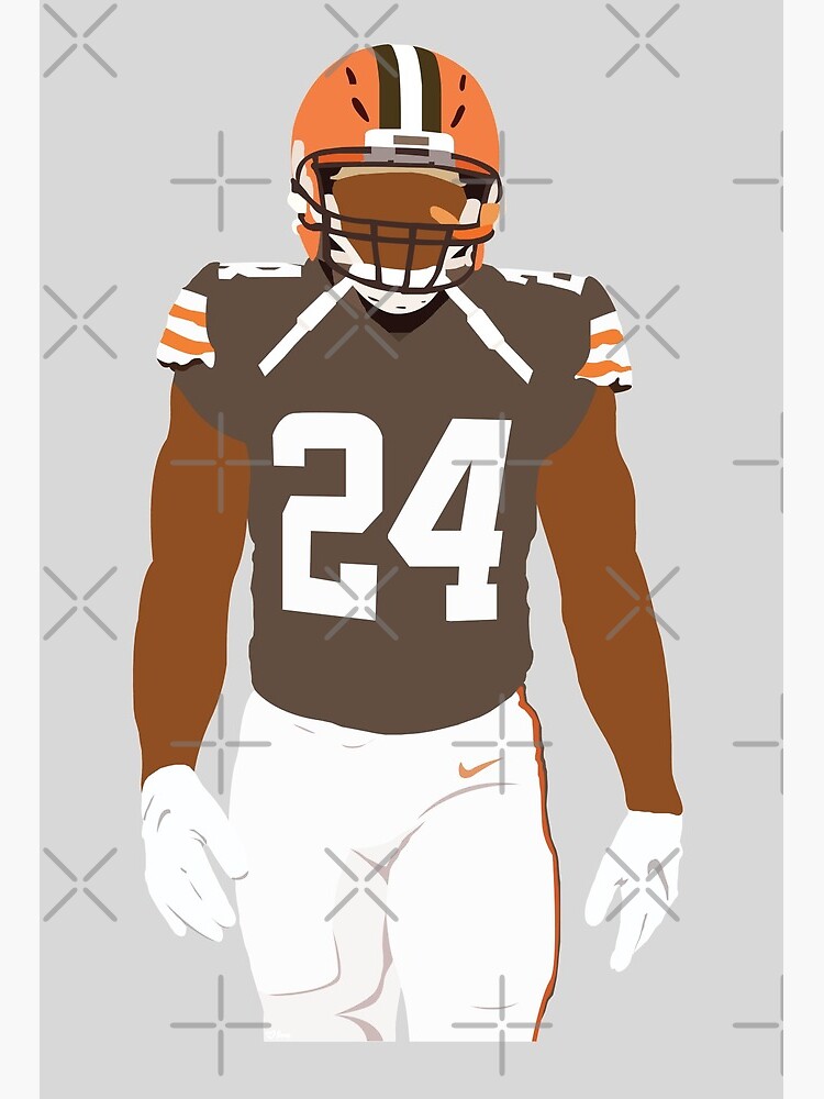 Nick Chubb watercolor, Cleveland Browns wall art, Cleveland Browns