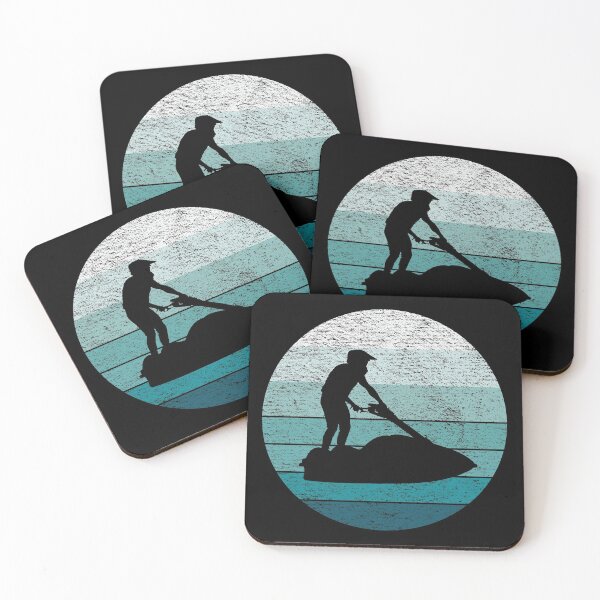 Item preview, Jet Ski Silhouette on Blue Retro Vintage Sunset / Sunrise designed and sold by thehappylamb.