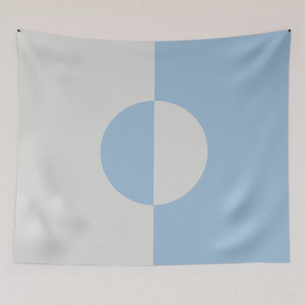 Aperçu de l'œuvre Design minimaliste en cercle bleu pastel et gris pâle Couleur de l'année 2021 : l'harmonie de la terre et la vapeur créée et vendue par ColorOfTheYears.