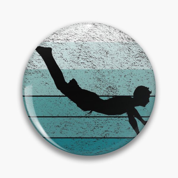 Item preview, Swim with Me Swimmer Silhouette on Blue Retro Vintage Sunset / Sunrise designed and sold by thehappylamb.