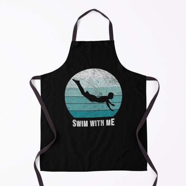 Item preview, Swim with Me Swimmer Silhouette on Blue Retro Vintage Sunset / Sunrise designed and sold by thehappylamb.