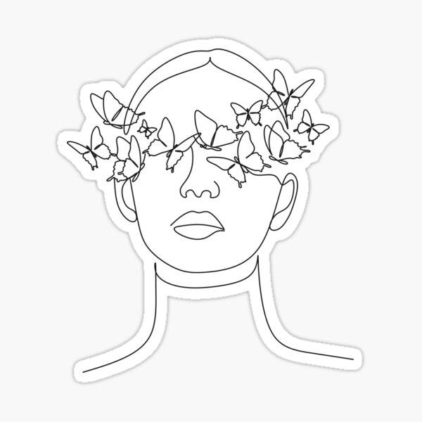 Item preview, Woman face with butterfly. Line art female hands with butterflies. Abstract face with butterfly by one line drawing. Portrait minimalistic style. Botanical print. Nature symbol of cosmetics.  designed and sold by OneLinePrint.