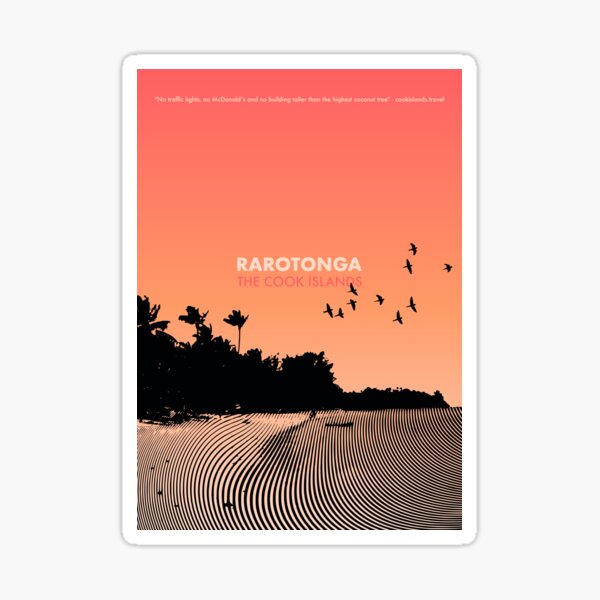 Rarotonga Island Minimalist Art - Cook Islands Gift Sticker