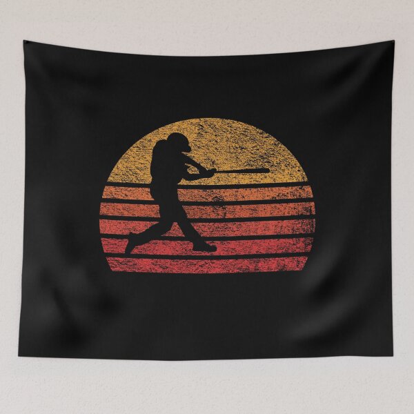 Item preview, Baseball Silhouette on Red Retro Vintage Sunset / Sunrise designed and sold by thehappylamb.