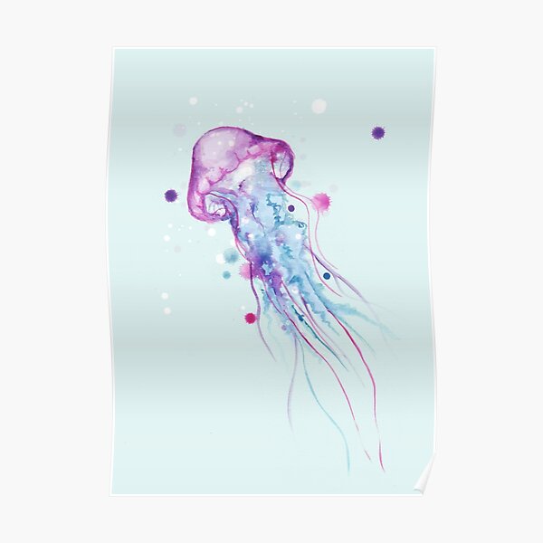 Jellyfish Watercolor 2 0 Poster By Lvbart Redbubble