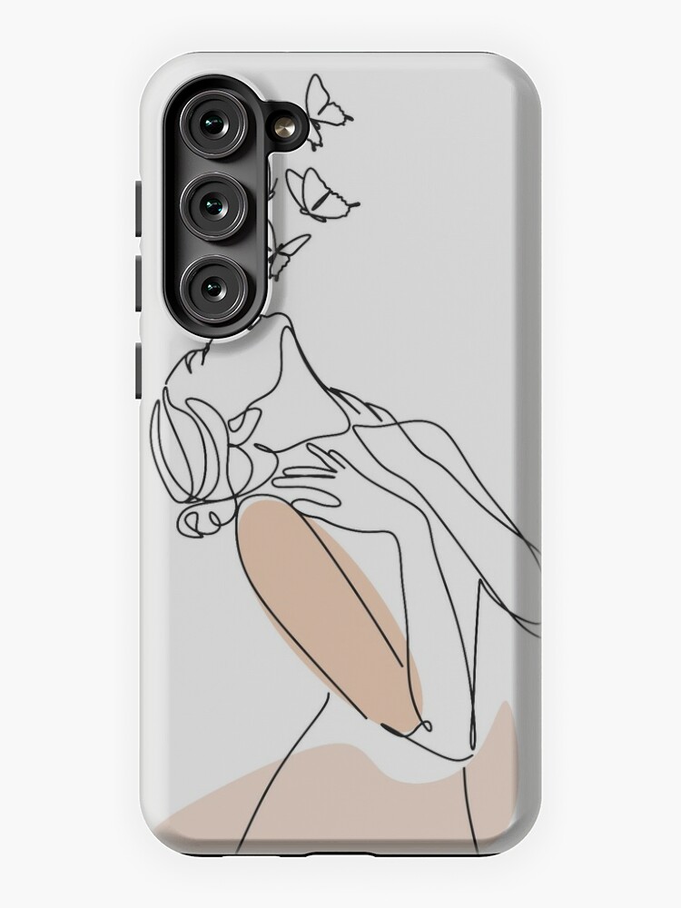 Line Art Clear Phone Case, Aesthetic Feminine Drawing Cover Fits