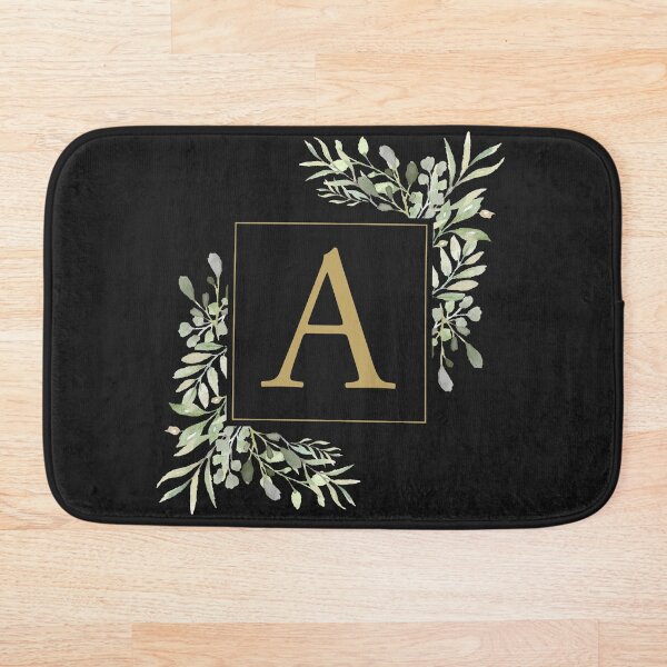 Item preview, Gold Letter A Monogram Watercolor Greenery Black designed and sold by theimagezone.
