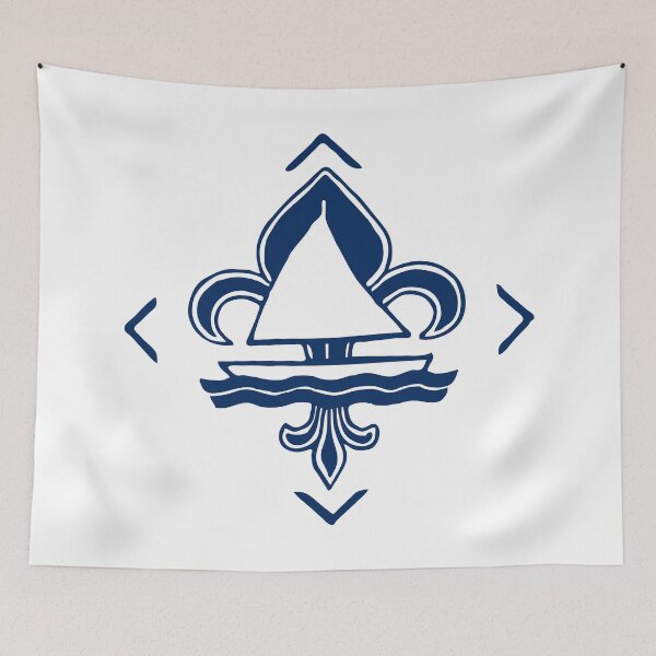 Item preview, Navy Blue Vintage Sailor Logo - Sailing Boat with Heraldic Lily designed and sold by Vintage-TM.
