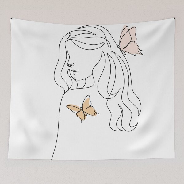 Item preview,  Minimal Line Art Woman with Flowers. Printable Beauty Face In Butterfly Art, Woman In One Line Drawing, Elegant Female Sketch Poster, Minimalist Girl Portrait Illustration Print. by OneLinePrint designed and sold by OneLinePrint.