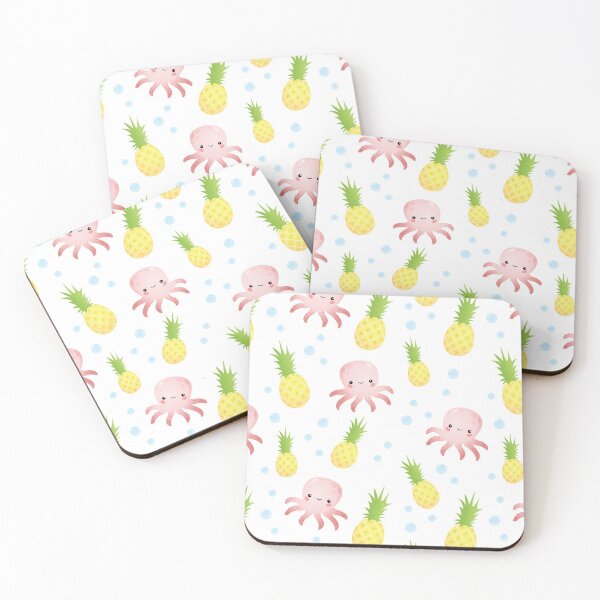 Item preview, Pineapple Octopus - Cute Seamless Pattern on White designed and sold by TheMajesticGoat.