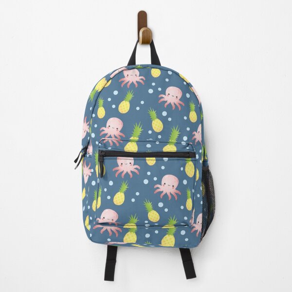 Item preview, Pineapple Octopus - Cute Seamless Pattern on Dark Blue designed and sold by TheMajesticGoat.
