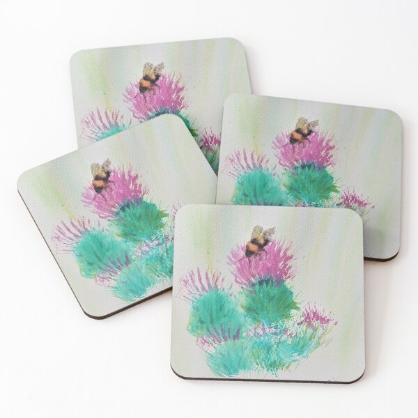 Item preview, beautiful water color bee on Scottish thistle art. designed and sold by leeaustinarts.