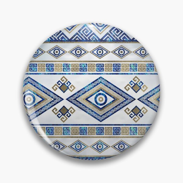 Item preview, Greek Evil Eye and Meander Key Ornament designed and sold by k9printart.