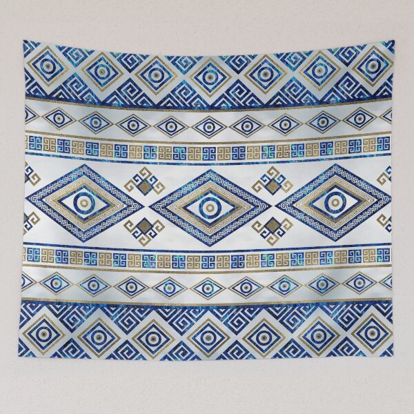 Item preview, Greek Evil Eye and Meander Key Ornament designed and sold by k9printart.