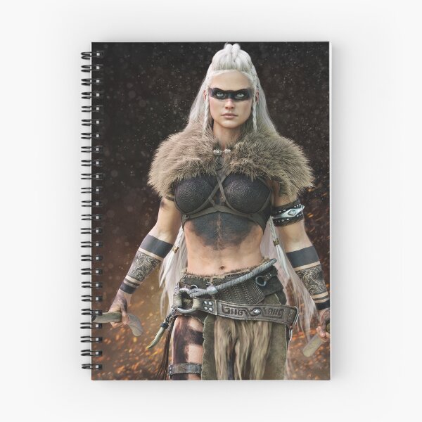 Item preview, Fierce Viking warrior female walking through the battlefield wielding duel bearded axe's wearing tribal paint markings and tattoo's . designed and sold by DigitalStorm.
