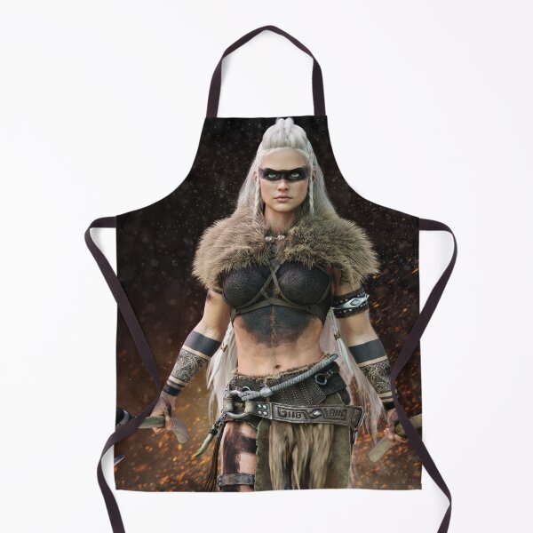 Item preview, Fierce Viking warrior female walking through the battlefield wielding duel bearded axe's wearing tribal paint markings and tattoo's . designed and sold by DigitalStorm.