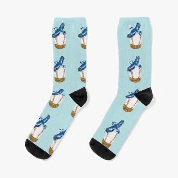 Play Ball! Blue Jay Baseball Egg in Nest Socks