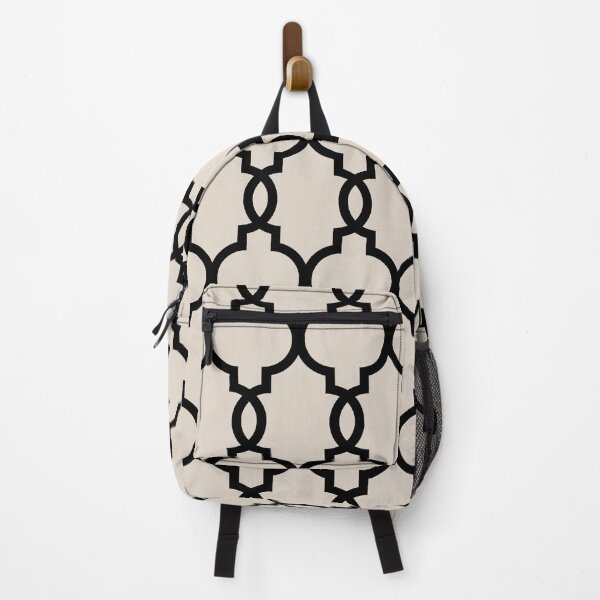 Item preview, Moroccan Quatrefoil Lattice Pattern 282 Black & Linen White designed and sold by tonymagnerart.