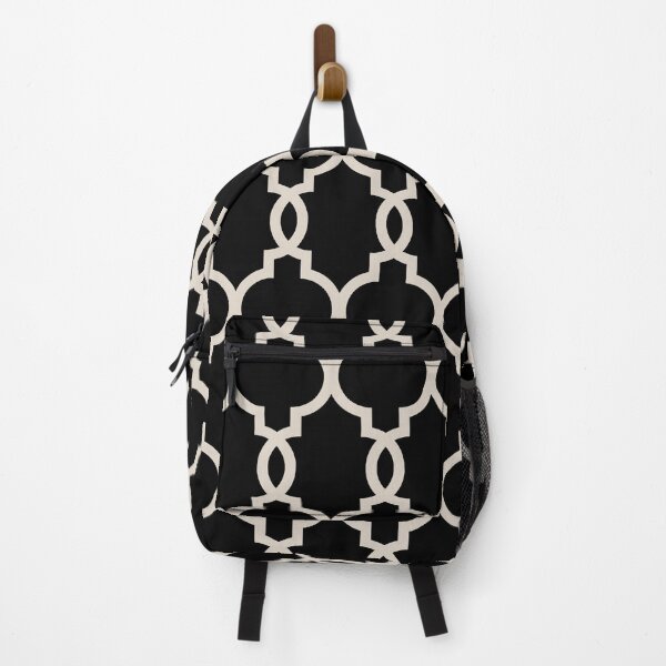 Item preview, Moroccan Quatrefoil Lattice Pattern 283 Black & Linen White designed and sold by tonymagnerart.